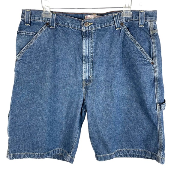 Levi Strauss Signature 100% Cotton Denim Carpenter Cargo Shorts in Size W40 - Picture 3 of 12